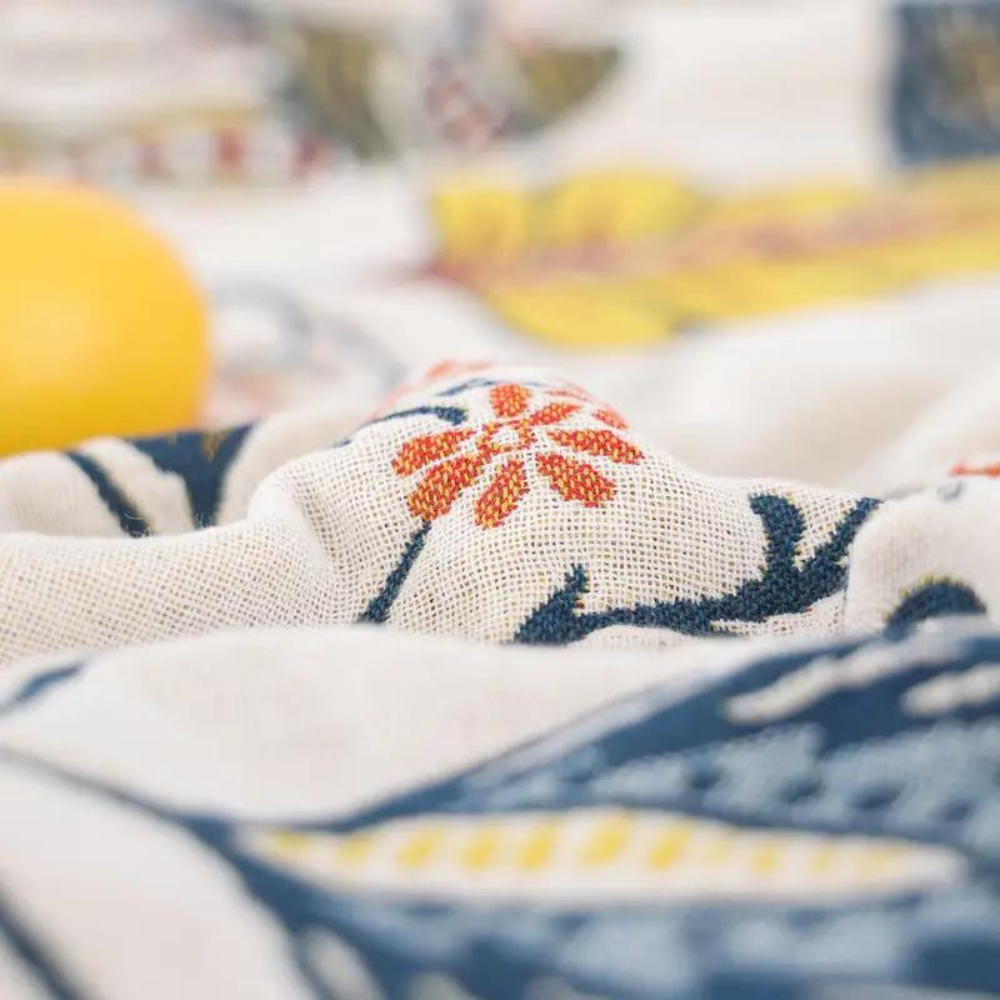 Rustic Floral Cotton Blanket - Lightweight, Reversible All-Season Throw 4