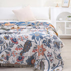 Rustic Floral Cotton Blanket - Lightweight, Reversible All-Season Throw 7