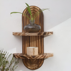 Rustic Geometric Floating Wall Shelves - Handmade Oval Design for Versatile Display 1