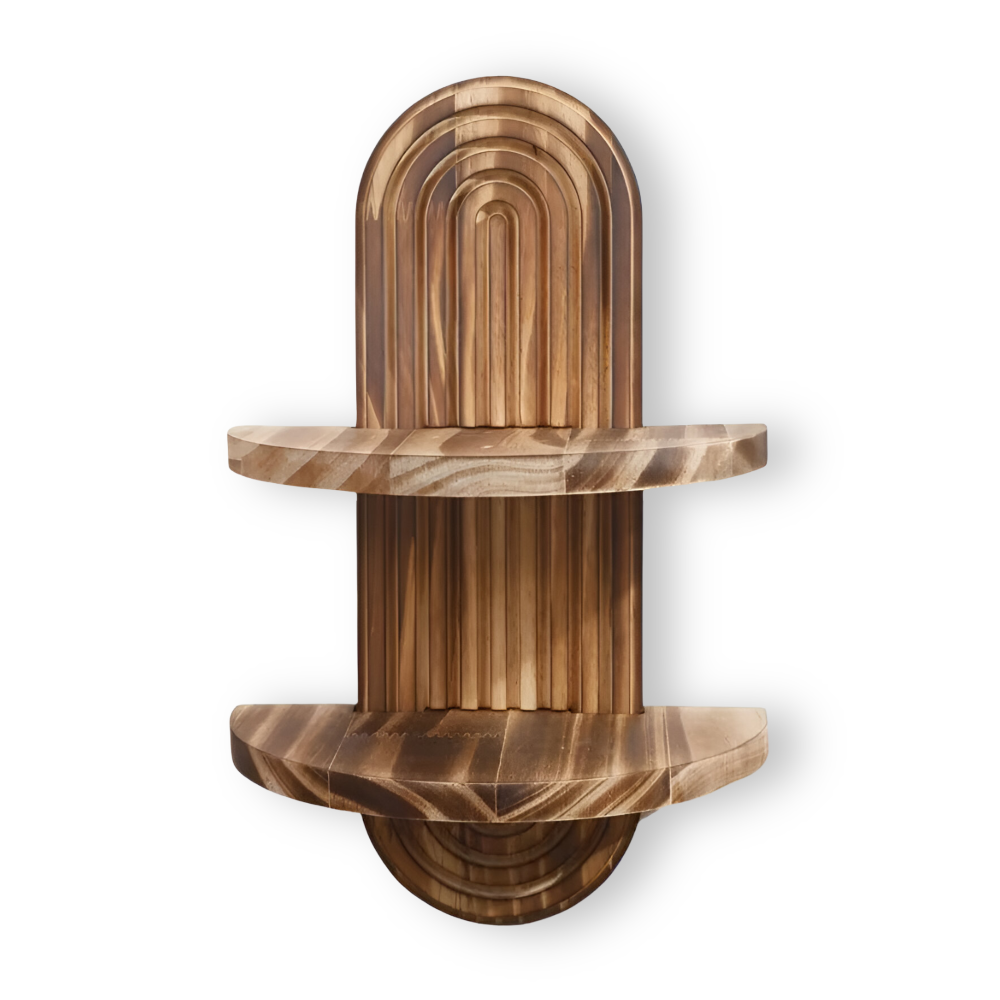 Rustic Geometric Floating Wall Shelves - Handmade Oval Design for Versatile Display 6