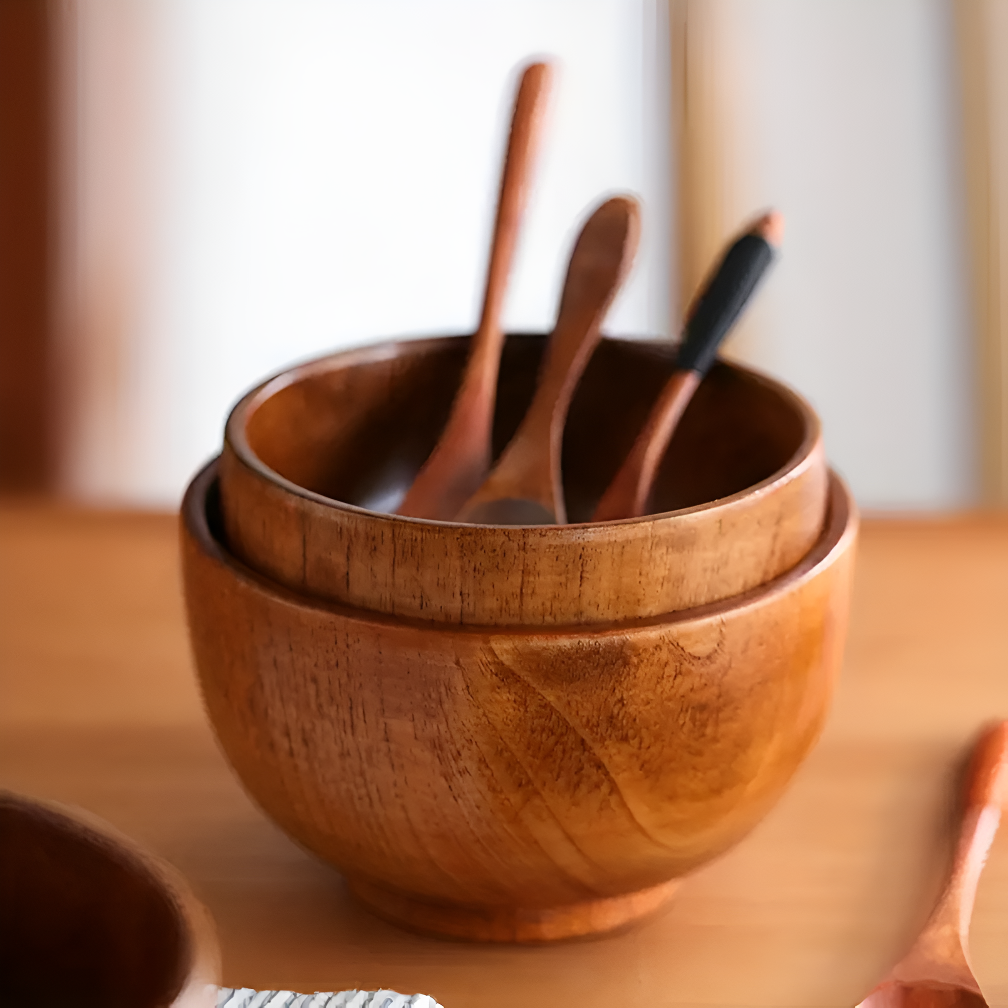 Rustic Jujube Wooden Bowl - Handcrafted, Durable, Ideal for Salads & Fruits 1