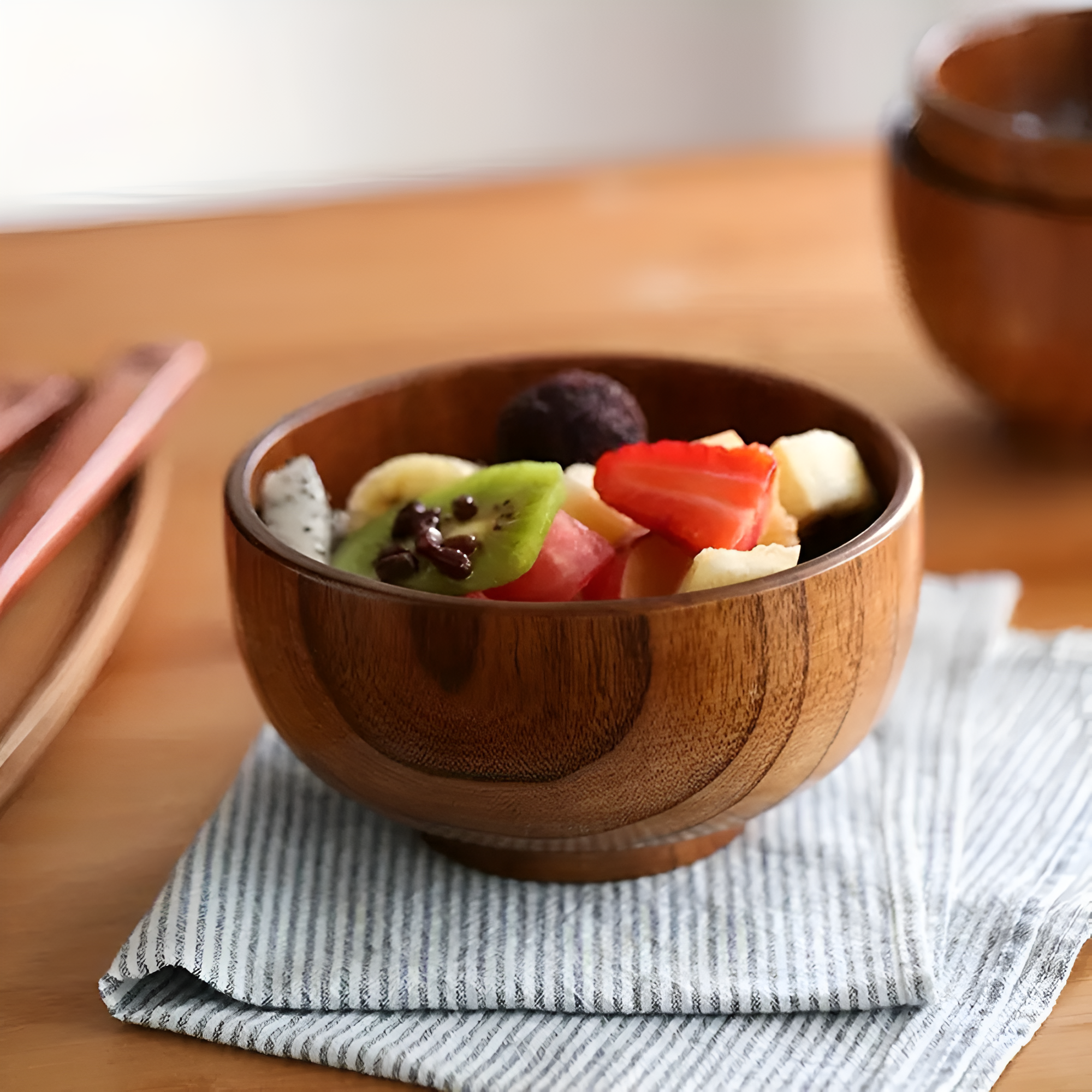 Rustic Jujube Wooden Bowl - Handcrafted, Durable, Ideal for Salads & Fruits 2