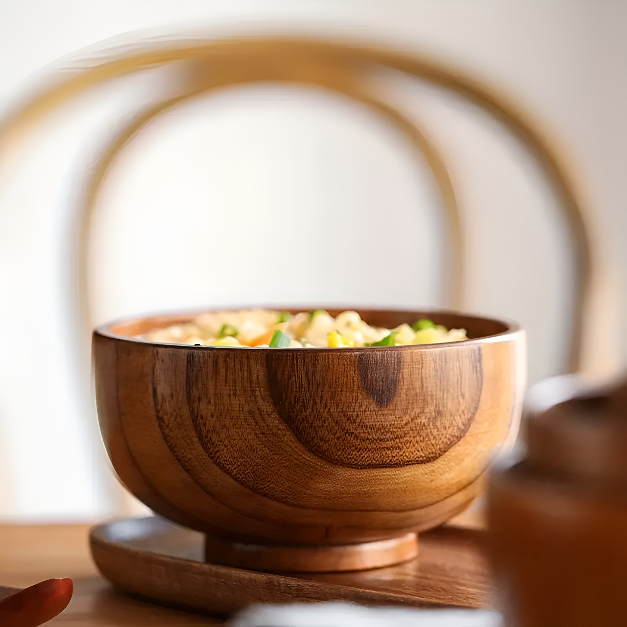 Rustic Jujube Wooden Bowl - Handcrafted, Durable, Ideal for Salads & Fruits 4