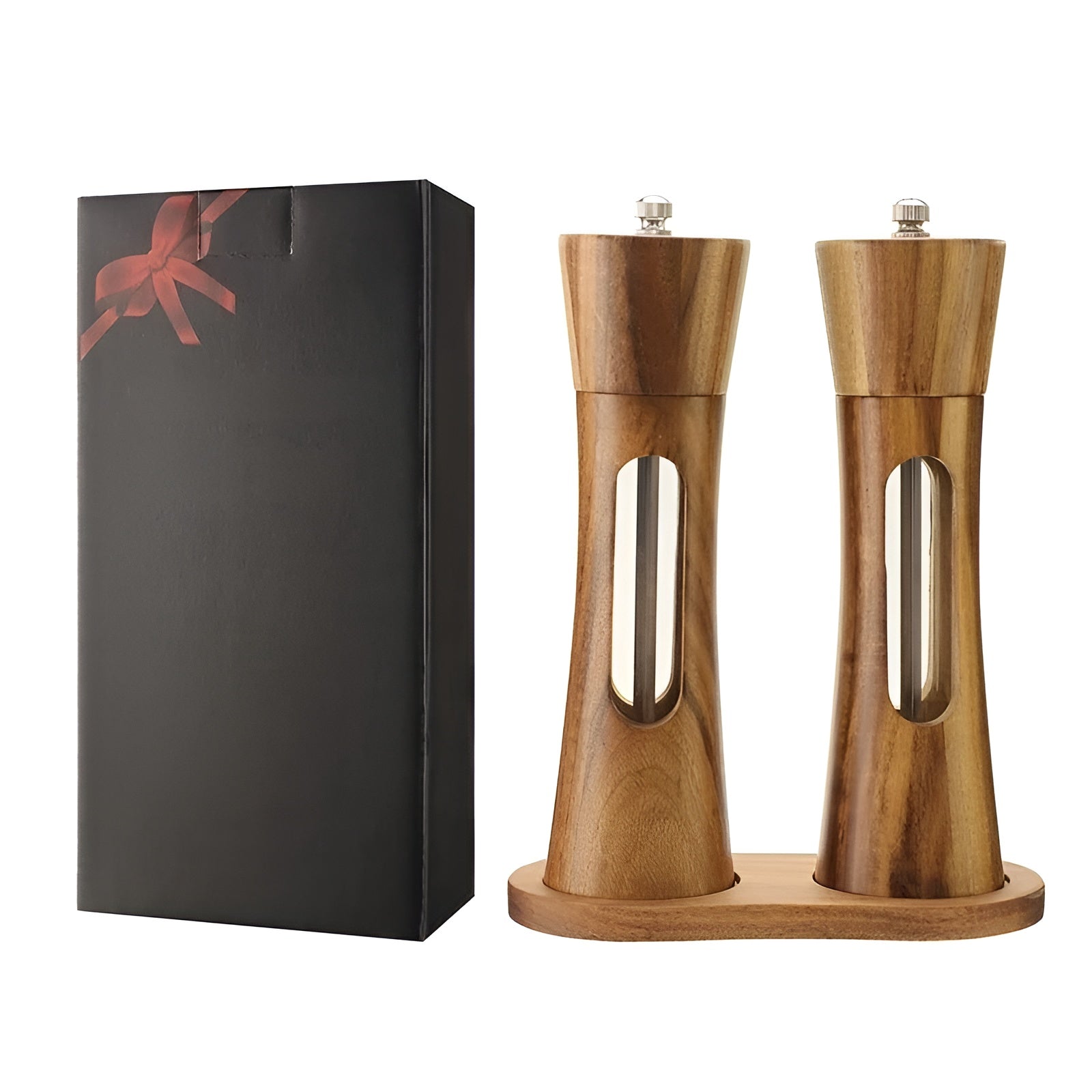 Salt and Pepper Mill Set - Adjustable Grind, Wooden Design 7