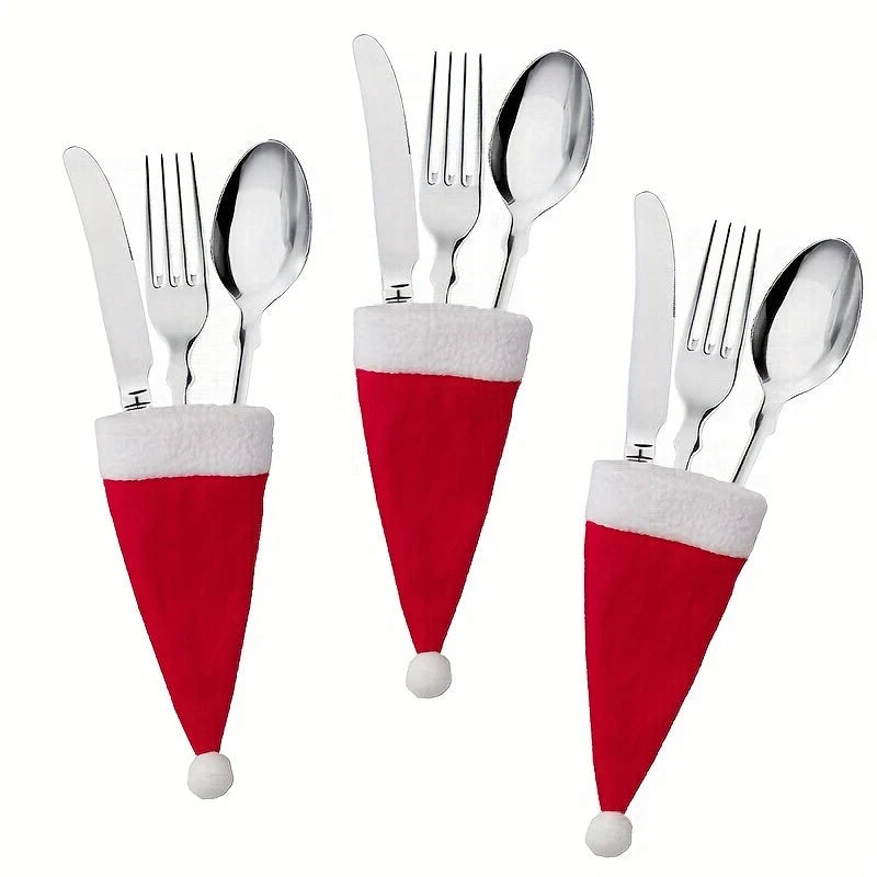 Santa Claus Cutlery Covers - Fun Christmas Table Decorations for Holidays 0