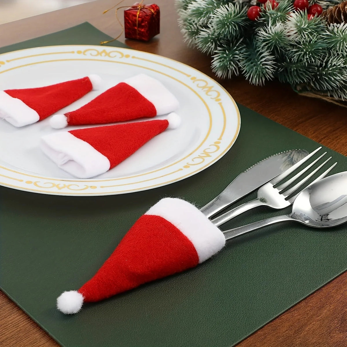 Santa Claus Cutlery Covers - Fun Christmas Table Decorations for Holidays 2