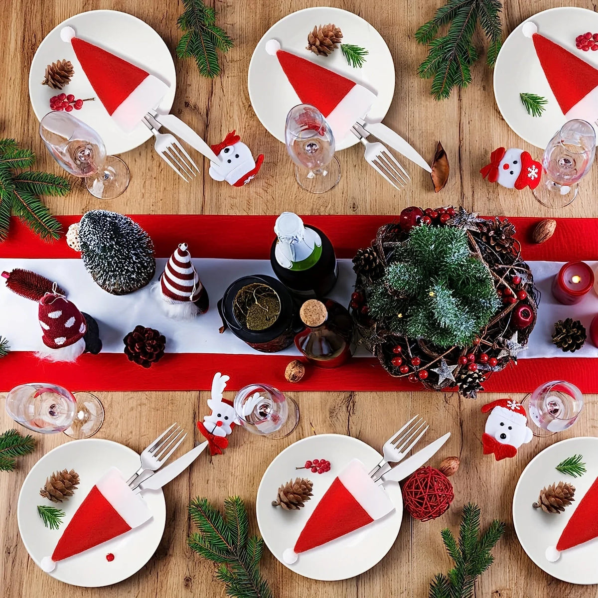 Santa Claus Cutlery Covers - Fun Christmas Table Decorations for Holidays 7