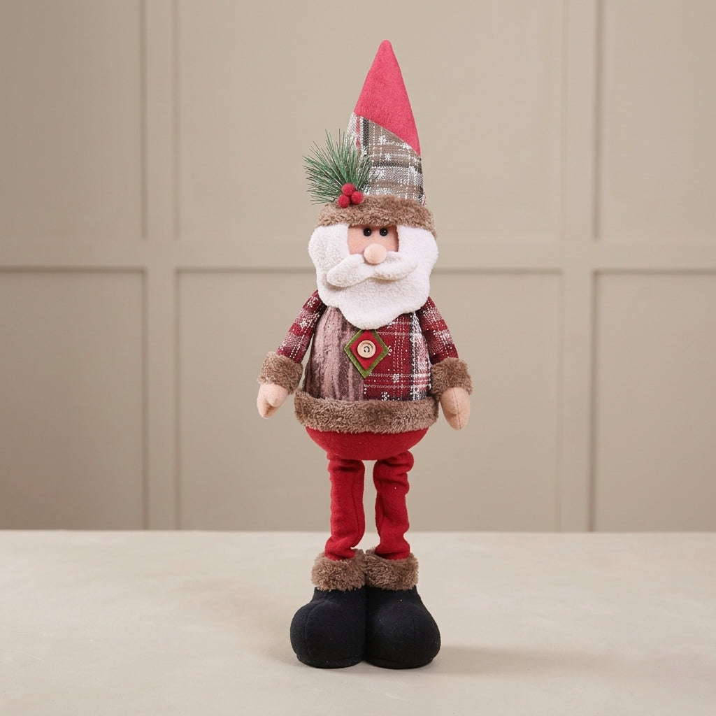 Santa Claus Plush Figurine with Felt Details for Christmas Decor 1