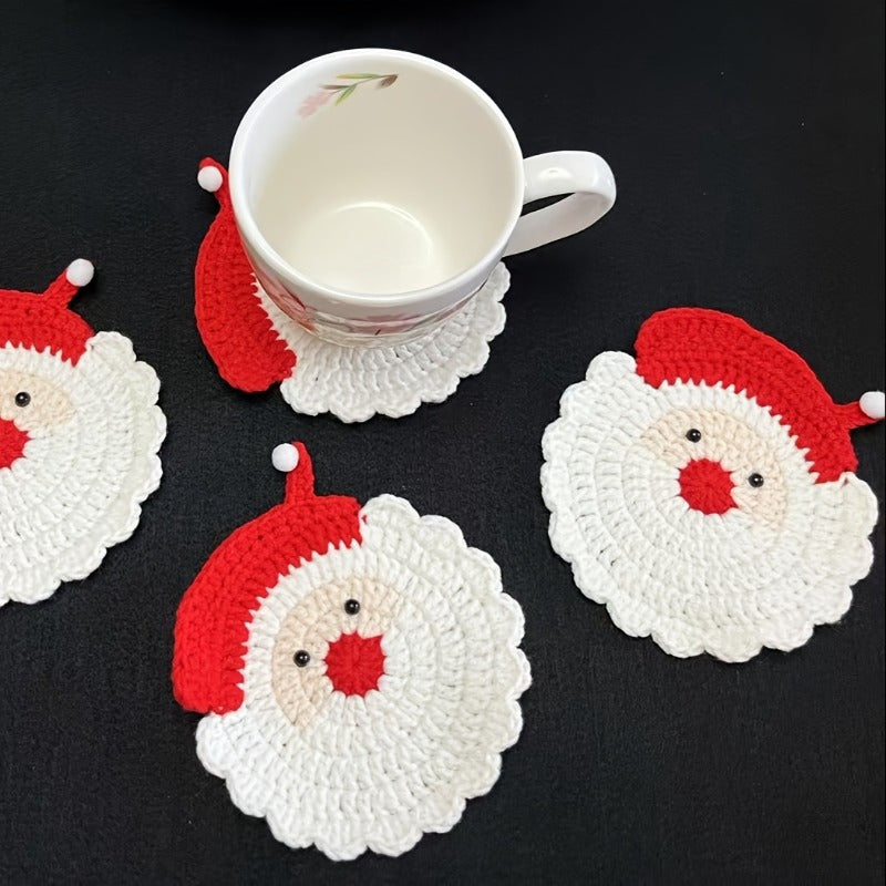 Santa Crochet Coasters - Handmade Drink Protection for Holiday Tables 1