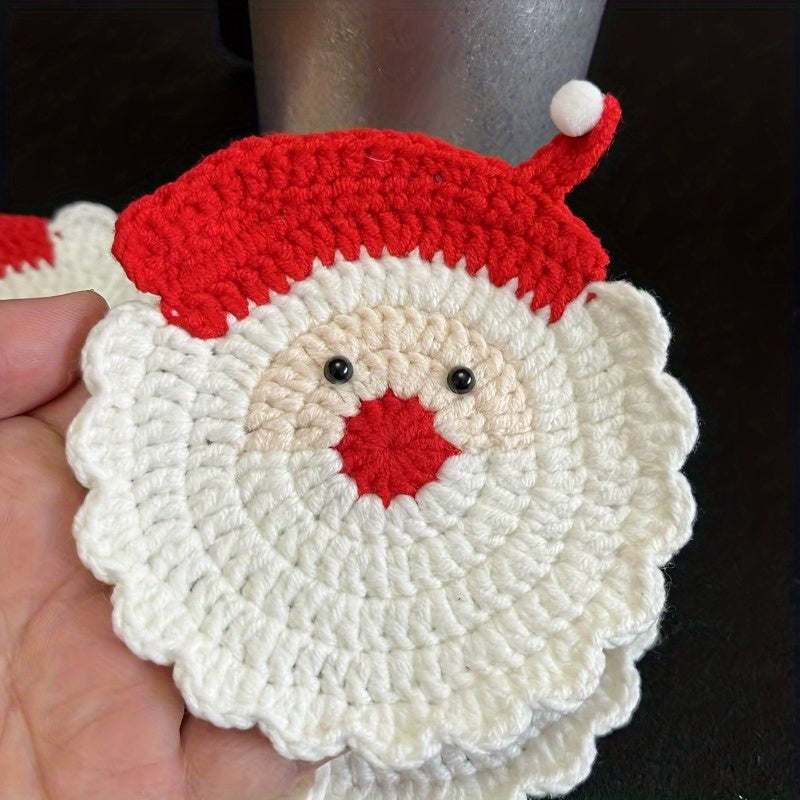 Santa Crochet Coasters - Handmade Drink Protection for Holiday Tables 2