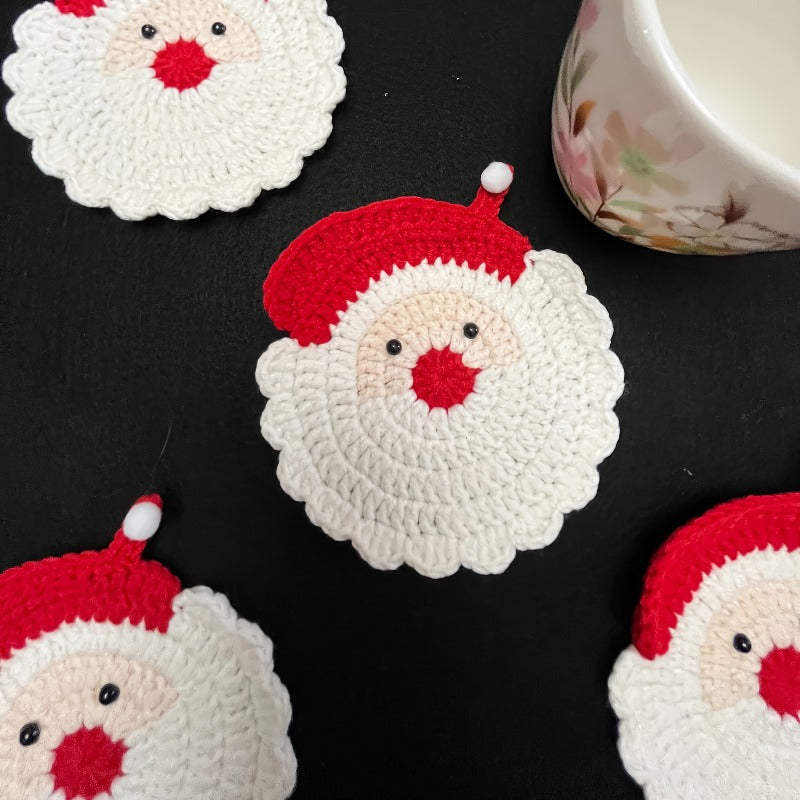 Santa Crochet Coasters - Handmade Drink Protection for Holiday Tables 5