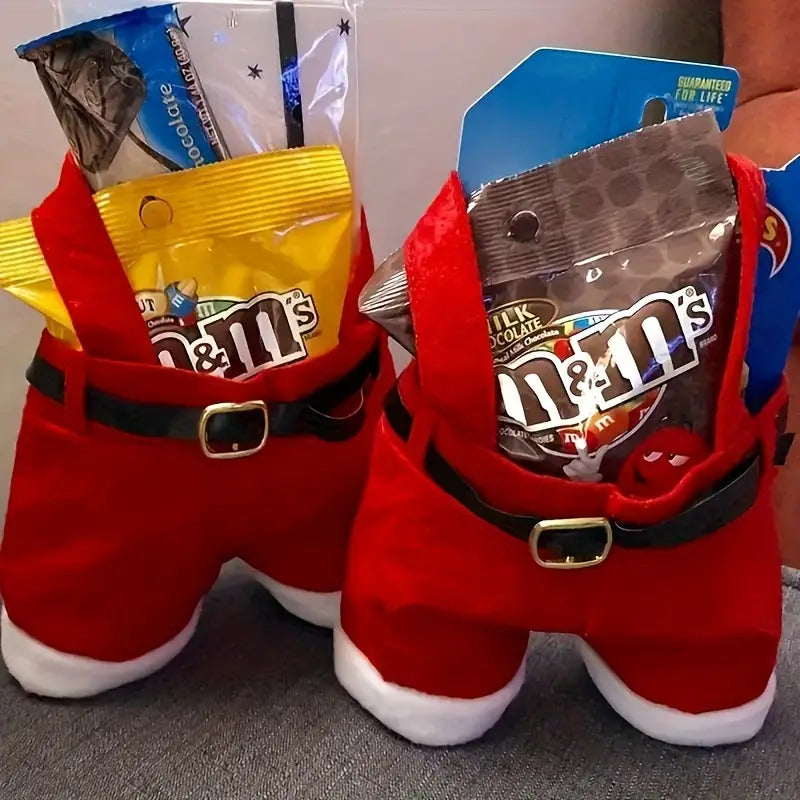 Santa Pants Gift Bags - 6-Pack Plush Christmas Gift Bags for Treats 1
