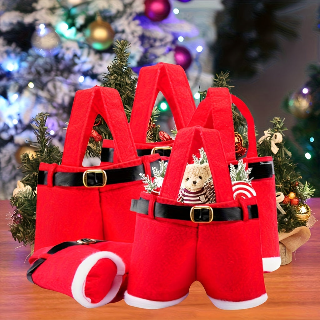 Santa Pants Gift Bags - 6-Pack Plush Christmas Gift Bags for Treats 4