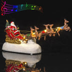 Santa Sleigh Christmas Decor - LED Lights, Music & Reindeer Display 1