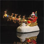 Santa Sleigh Christmas Decor - LED Lights, Music & Reindeer Display 4