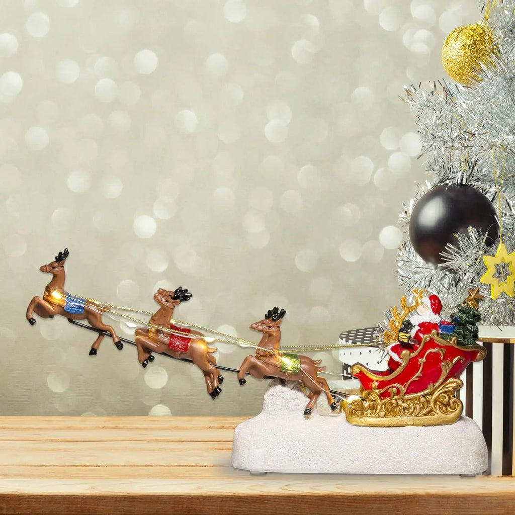 Santa Sleigh Christmas Decor - LED Lights, Music & Reindeer Display 6