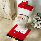 Santa Toilet Cover Set - Festive 3-Piece Plush Bathroom Decor 7