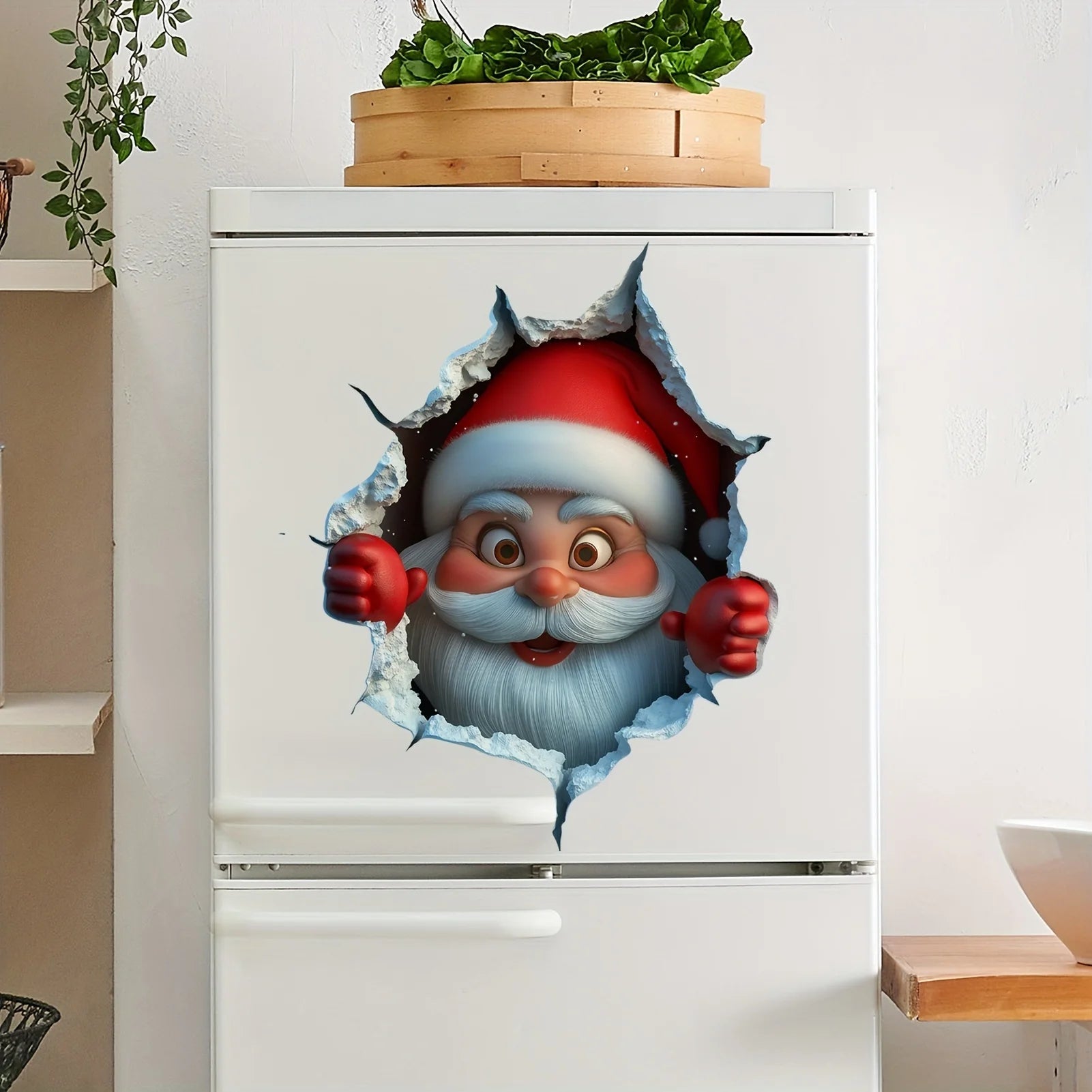Santa Wall Sticker - 3D Waterproof Wall Decal for Easy Holiday Decor 2