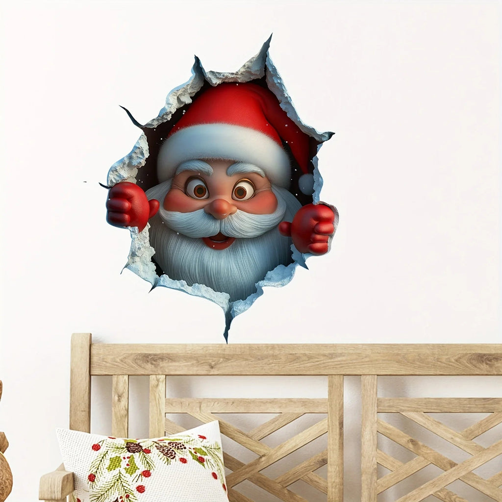 Santa Wall Sticker - 3D Waterproof Wall Decal for Easy Holiday Decor 3