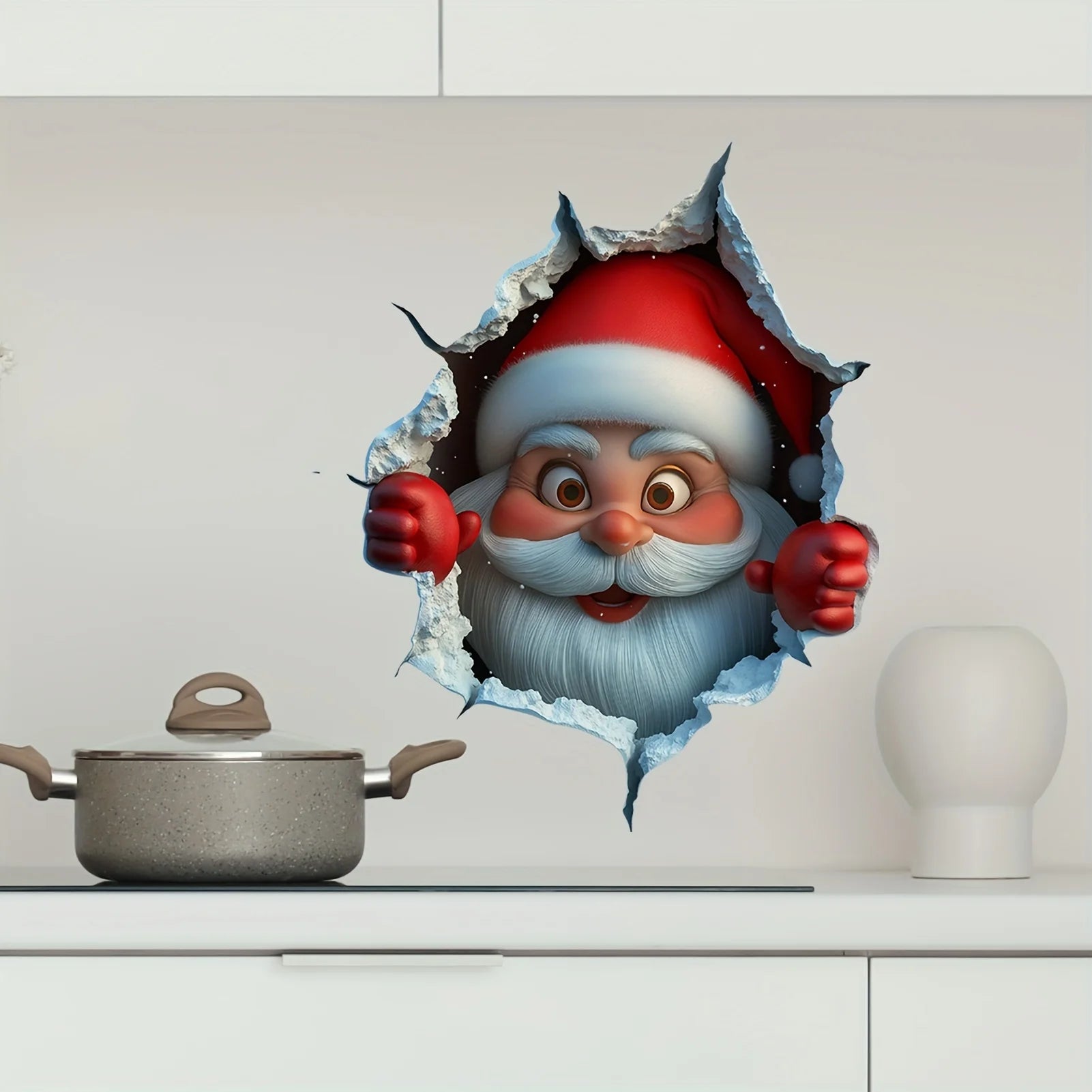 Santa Wall Sticker - 3D Waterproof Wall Decal for Easy Holiday Decor 6