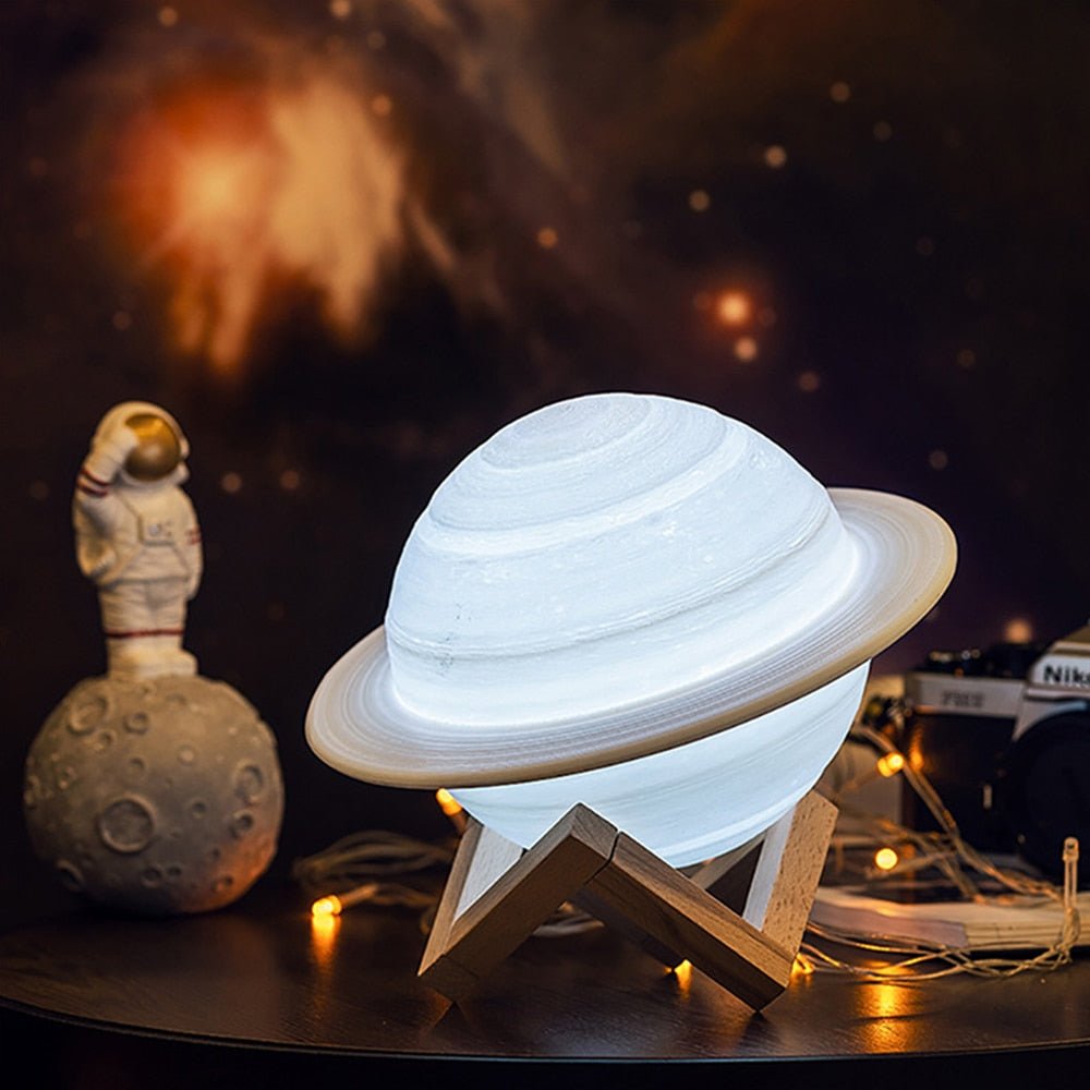 Saturn Lamp - 3D Printed Cosmic Light with Adjustable Warmth & Wireless Use 0