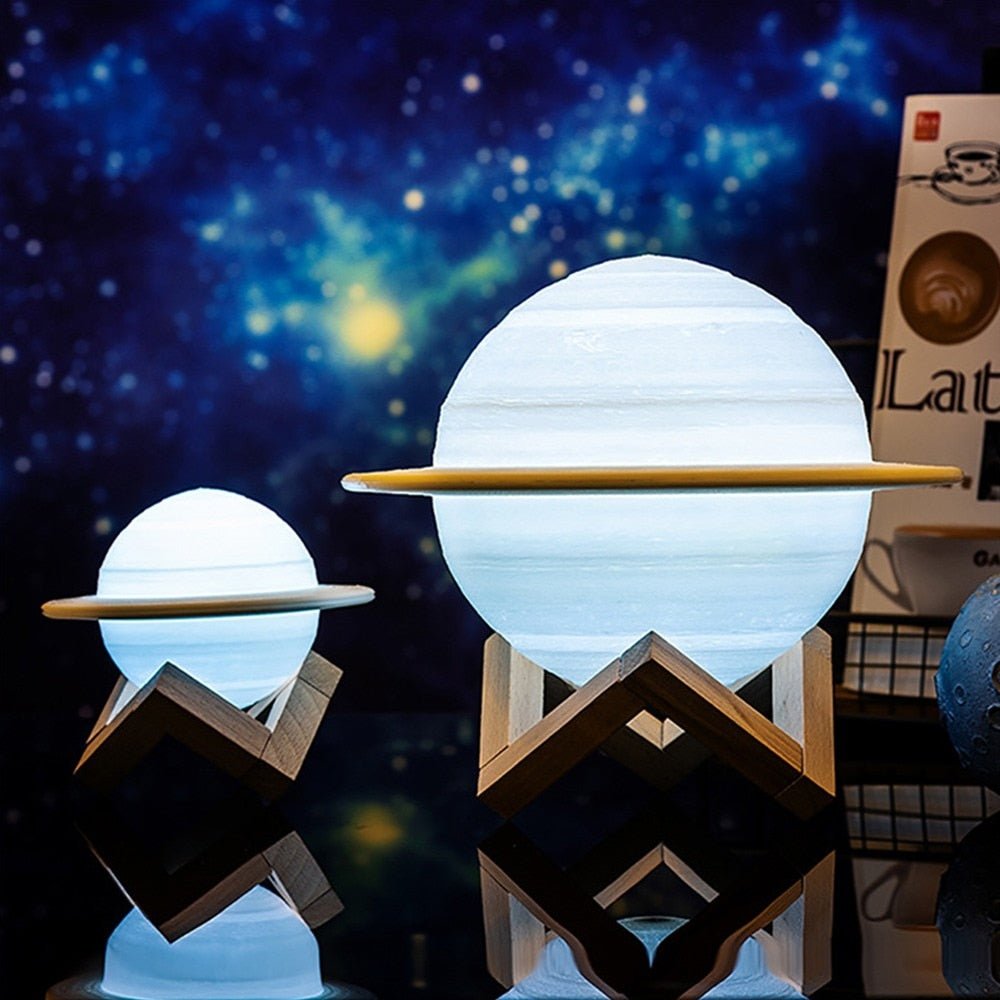Saturn Lamp - 3D Printed Cosmic Light with Adjustable Warmth & Wireless Use 2