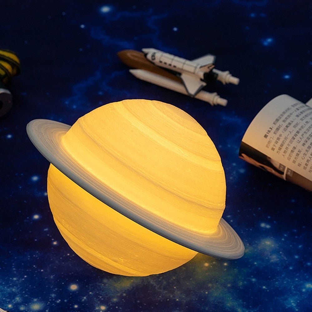 Saturn Lamp - 3D Printed Cosmic Light with Adjustable Warmth & Wireless Use 4