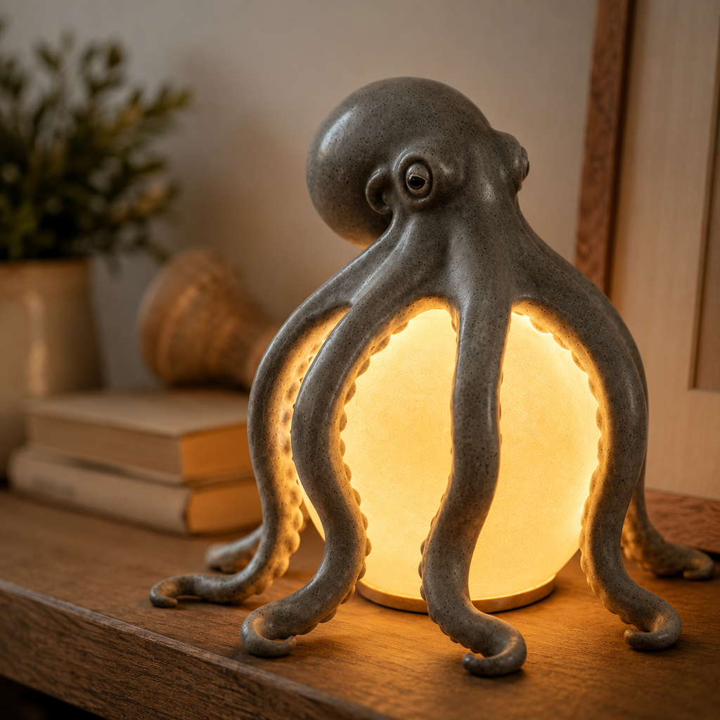 Sculptural Octopus Accent Light - Warm Ambient Glow for Unique Decor 0