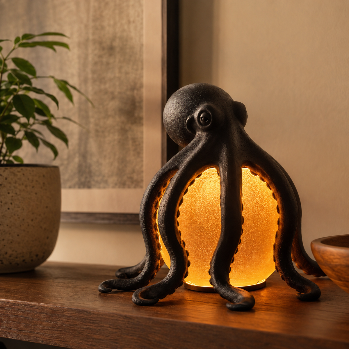 Sculptural Octopus Accent Light - Warm Ambient Glow for Unique Decor 4