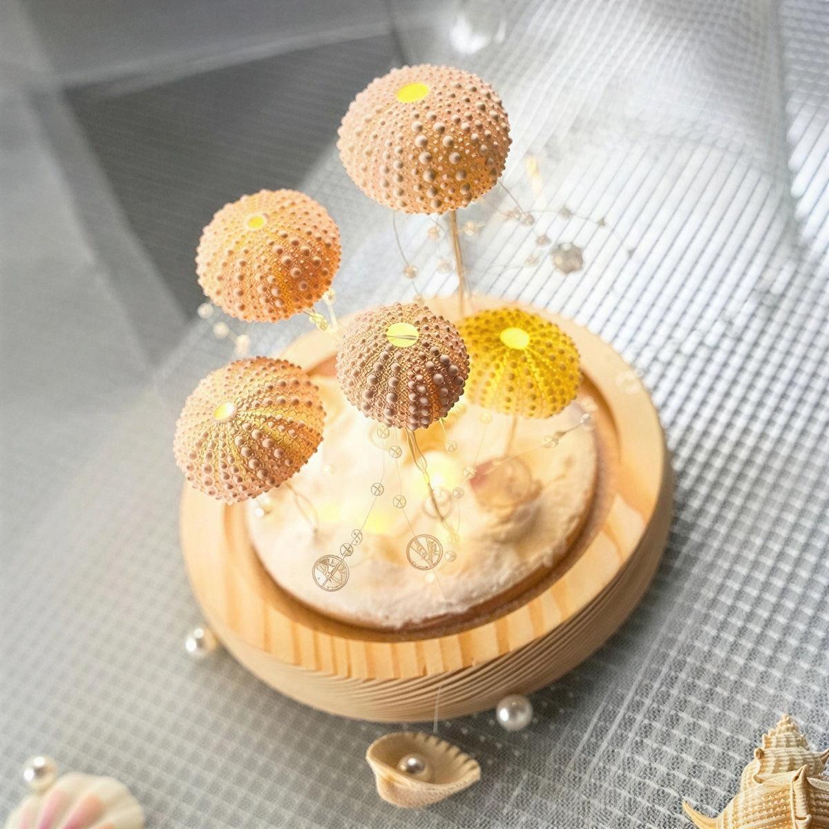 Sea Urchin Table Lamp - Unique Battery Operated Nightstand Light 1