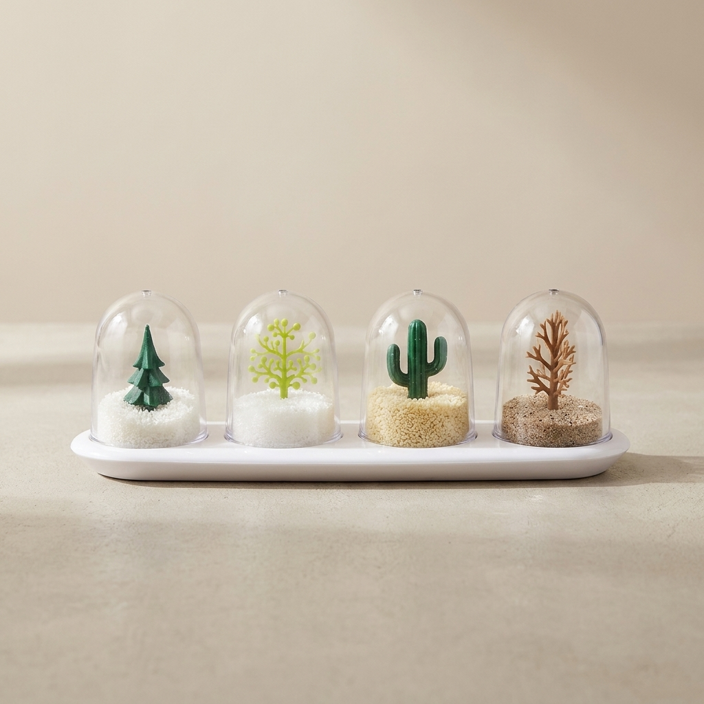 Seasonal Spice Dispenser Set, Four-Piece, Compact Design, Dry Spice Storage