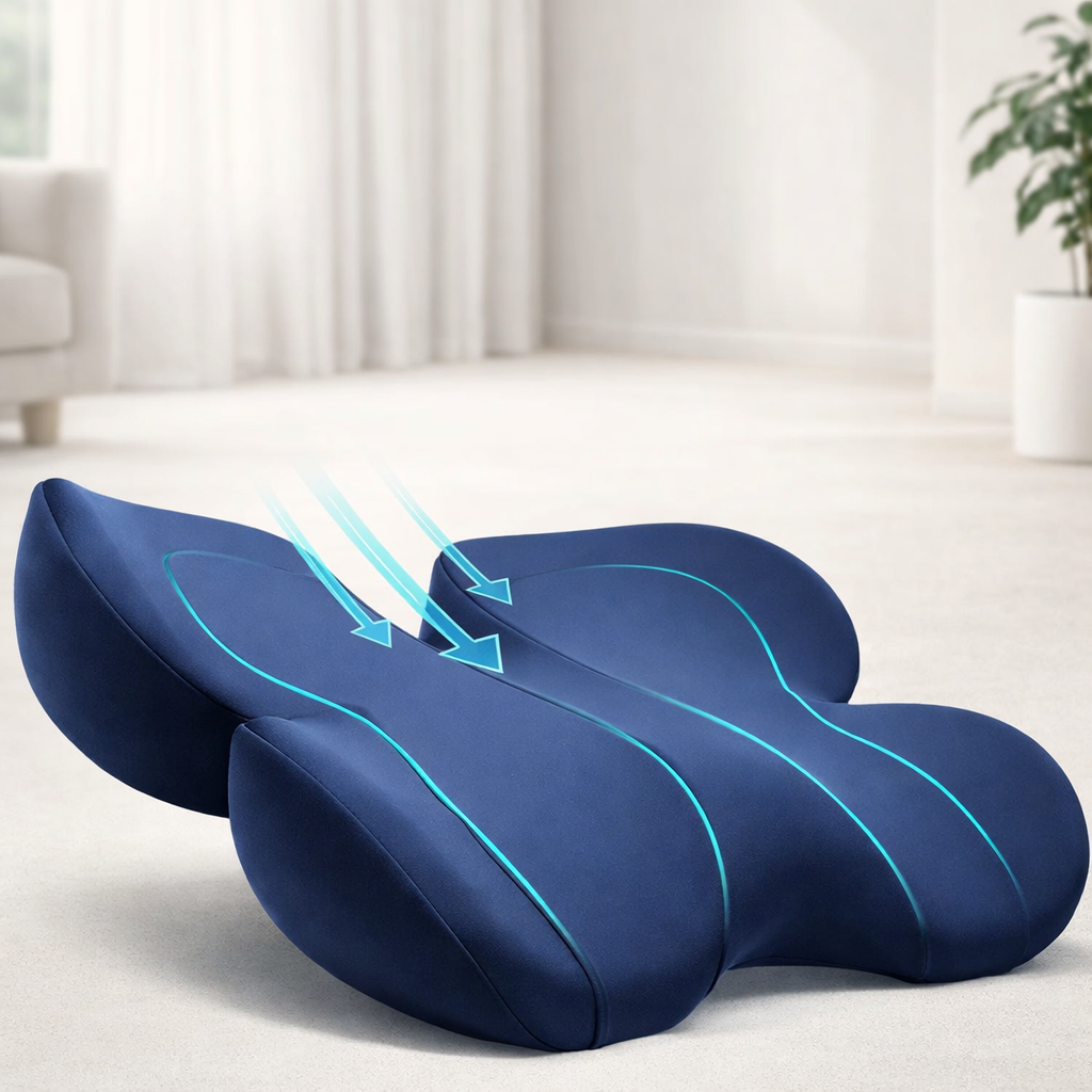 Seat Cushion Memory Foam Non Slip Dark Blue Tailbone Support 1