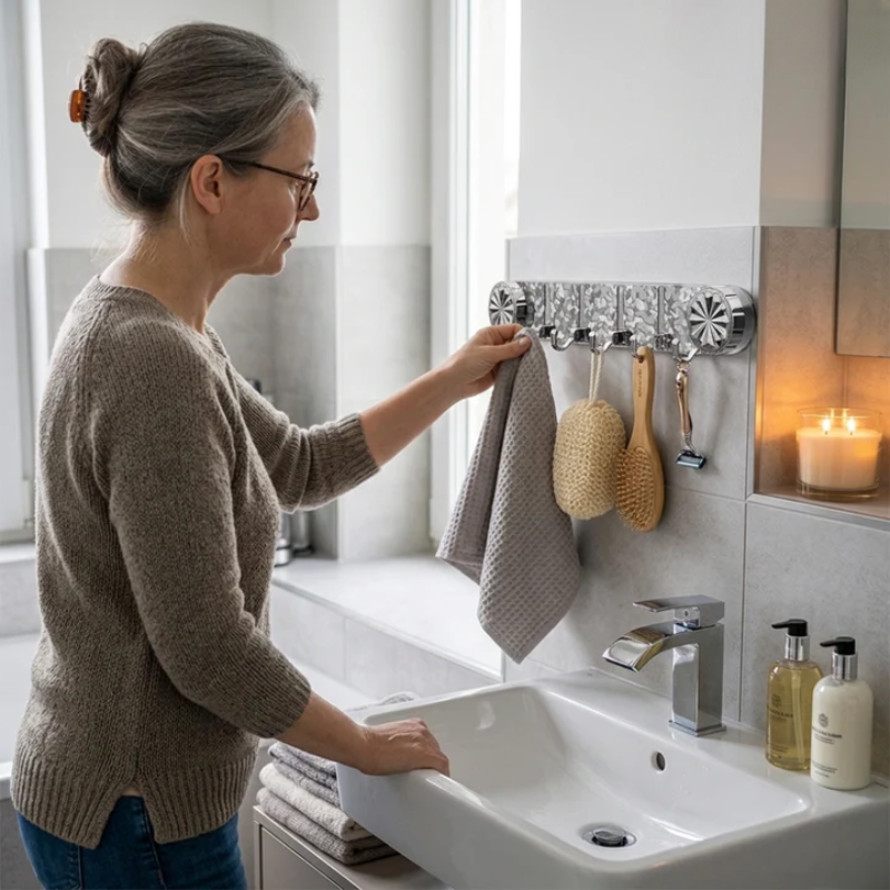 Self-Adhesive Folding Hook Rail - Space-Saving, No Drilling Needed 0