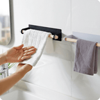 Self-Adhesive Towel Holder - Durable Iron & Wood for Kitchen Efficiency 1