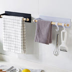 Self-Adhesive Towel Holder - Durable Iron & Wood for Kitchen Efficiency 3