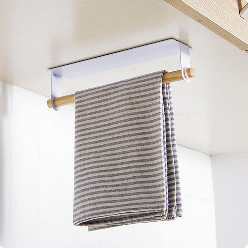 Self-Adhesive Towel Holder - Durable Iron & Wood for Kitchen Efficiency 6