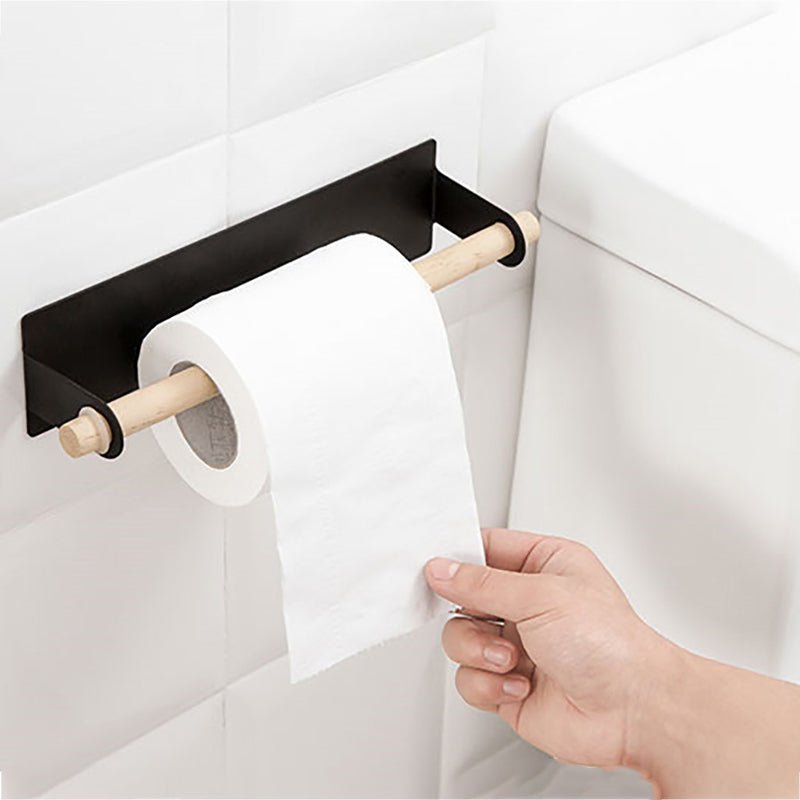 Self-Adhesive Towel Holder - Durable Iron & Wood for Kitchen Efficiency 8