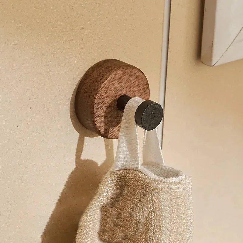 Self-Adhesive Walnut Wall Hook - Modern Coat Hook and Key Holder for Wall 0