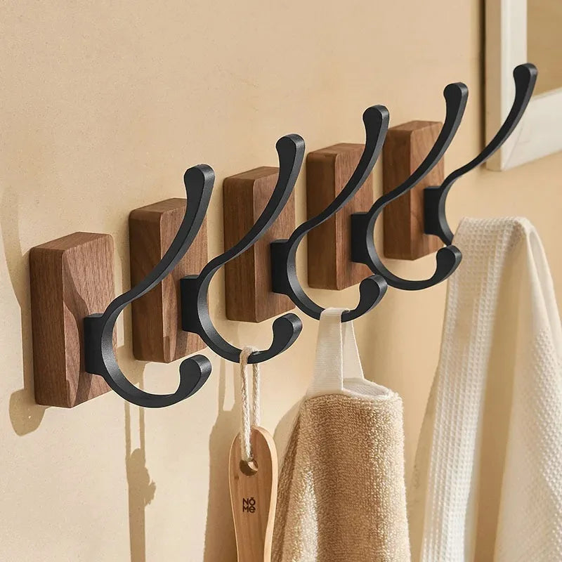 Self-Adhesive Walnut Wall Hook - Modern Coat Hook and Key Holder for Wall 4
