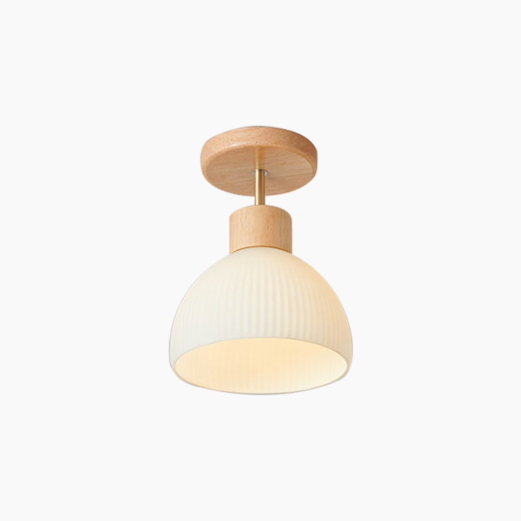 Semi Flush Mount Ceiling Light - Adjustable LED Wood & Glass Design 0