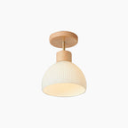 Semi Flush Mount Ceiling Light - Adjustable LED Wood & Glass Design 0