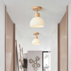Semi Flush Mount Ceiling Light - Adjustable LED Wood & Glass Design 4
