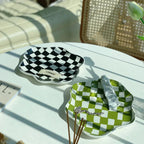 Serving Tray Checkered Pattern 23 cm Diameter Lightweight Round Tray  6