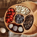 Serving Tray Wood Circular 5 Compartments Snack Platter, Stylish Circular Design 3