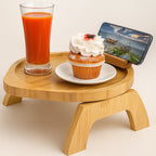 Side Table - Solid Pine Clip-On Design with Phone Holder for Small Spaces 0