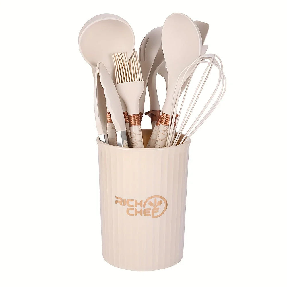 Silicone Kitchen Utensil Set - Non-Stick, Heat Resistant & Ergonomic 0