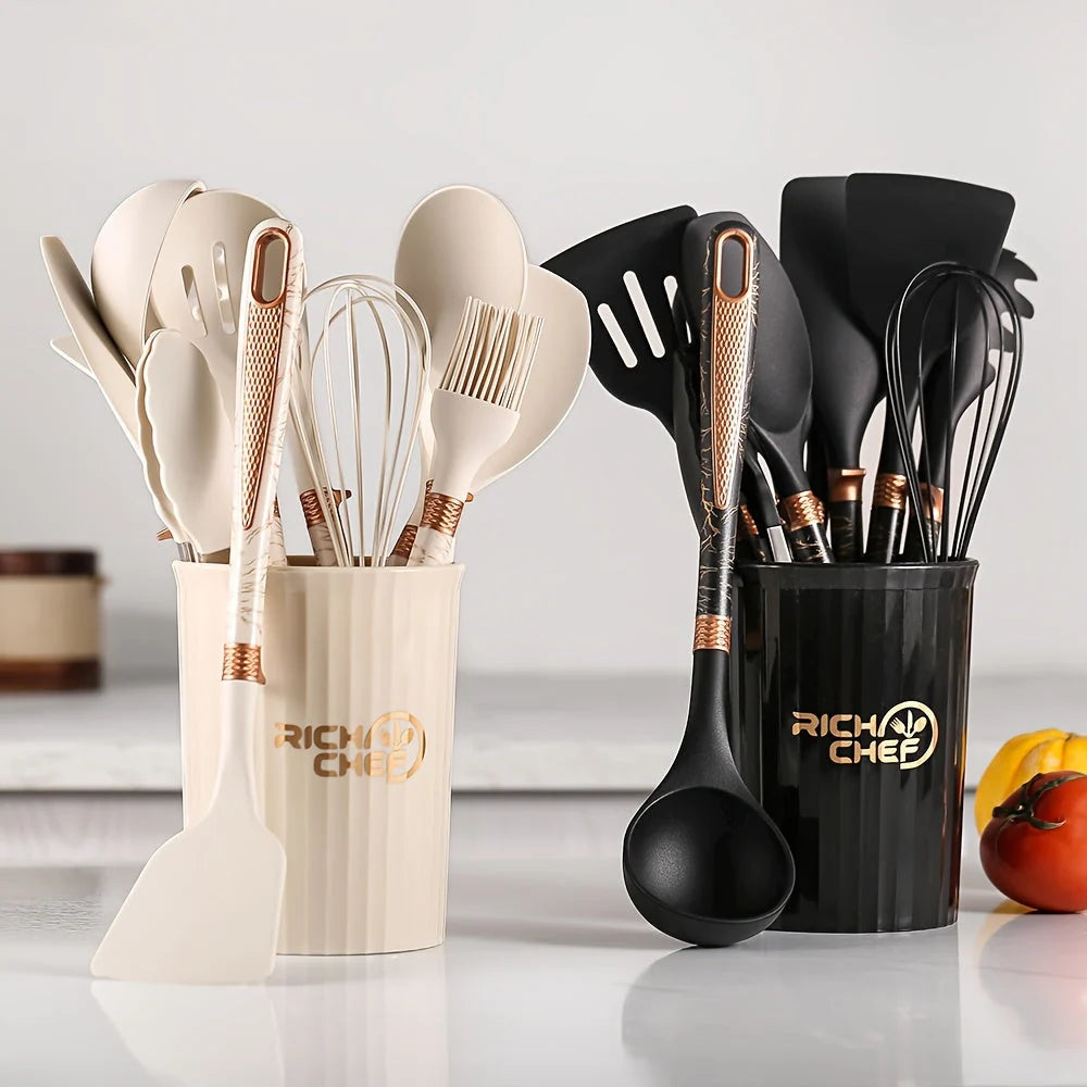 Silicone Kitchen Utensil Set - Non-Stick, Heat Resistant & Ergonomic 6