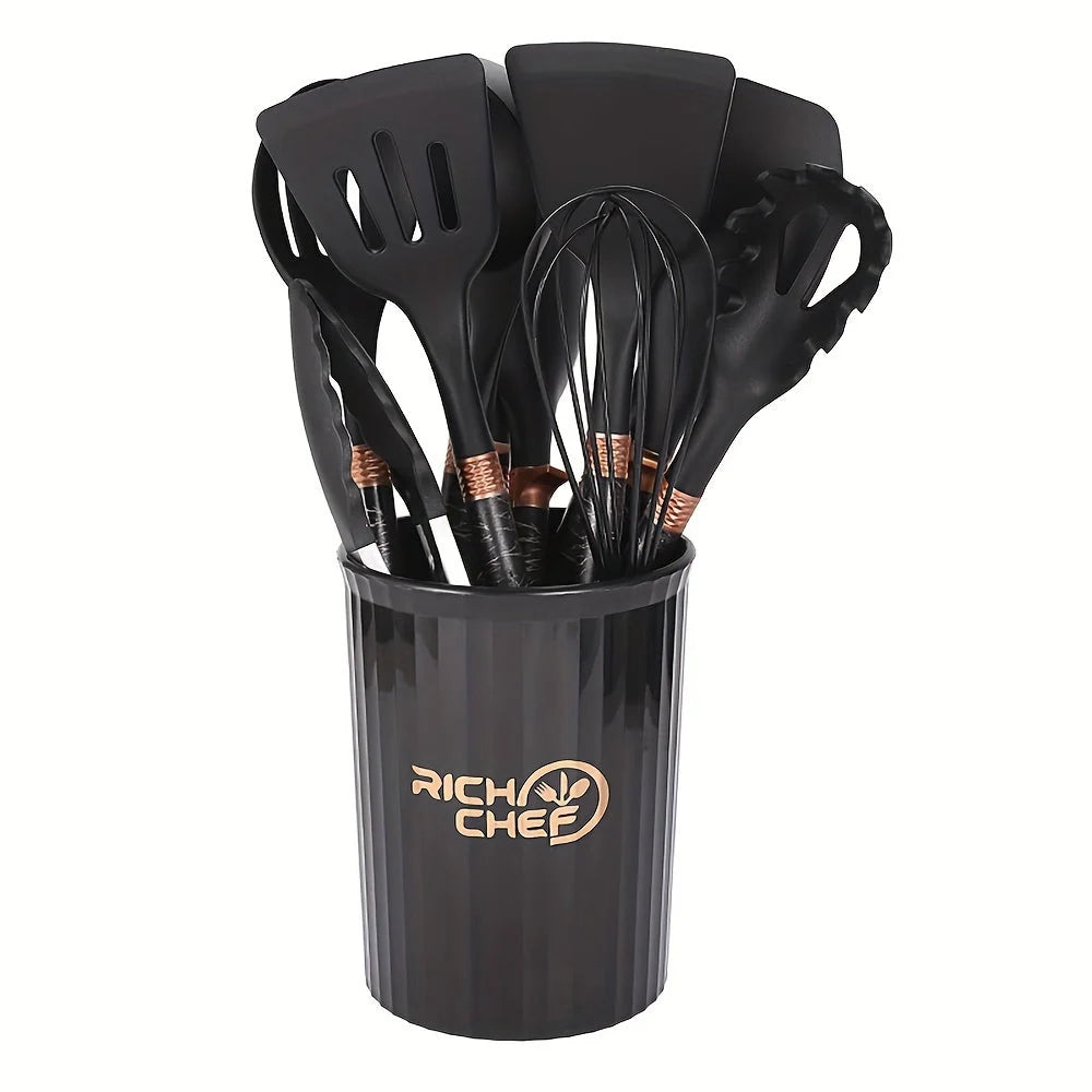 Silicone Kitchen Utensil Set - Non-Stick, Heat Resistant & Ergonomic 8