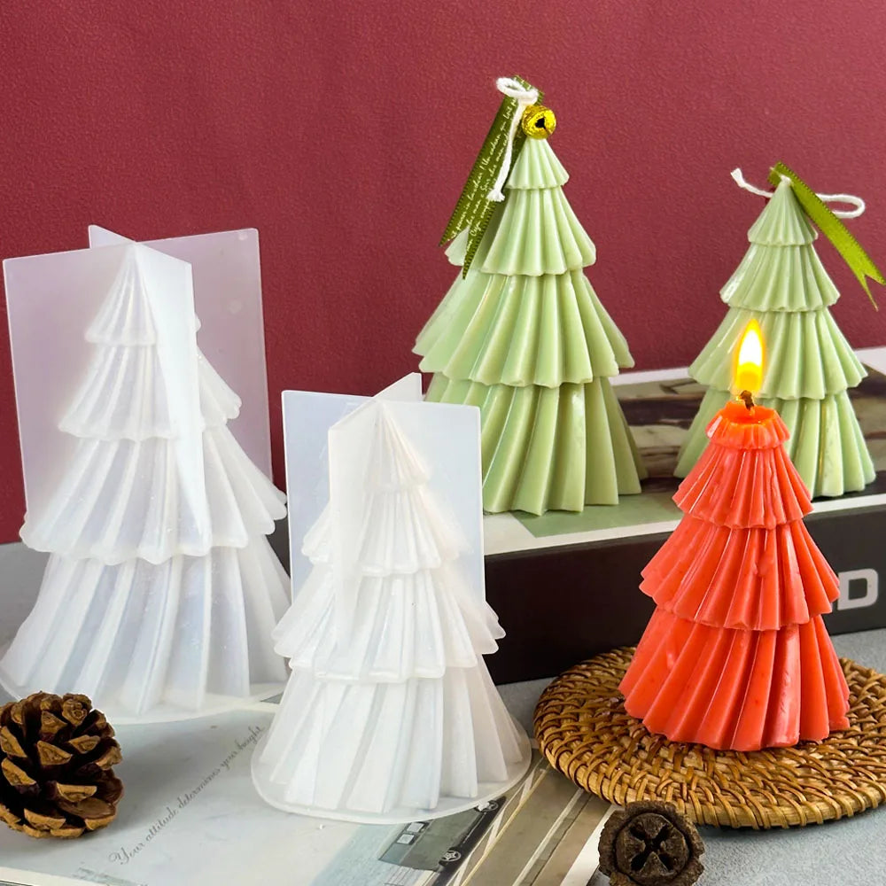 Silicone Mold – 3D Geometric Pine Shape for Candles & Soap 3