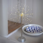 Silver Starburst Table Lamp - Cordless, Battery Operated, LED Warm Glow 0
